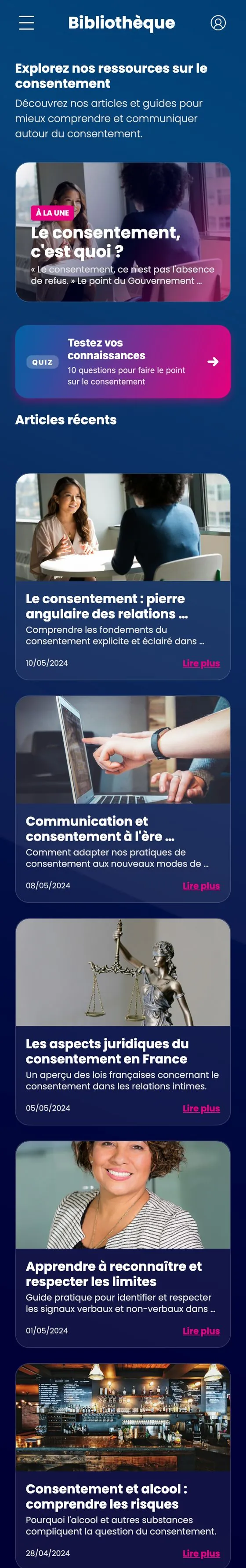 La bibliothèque de l’application Yes or No